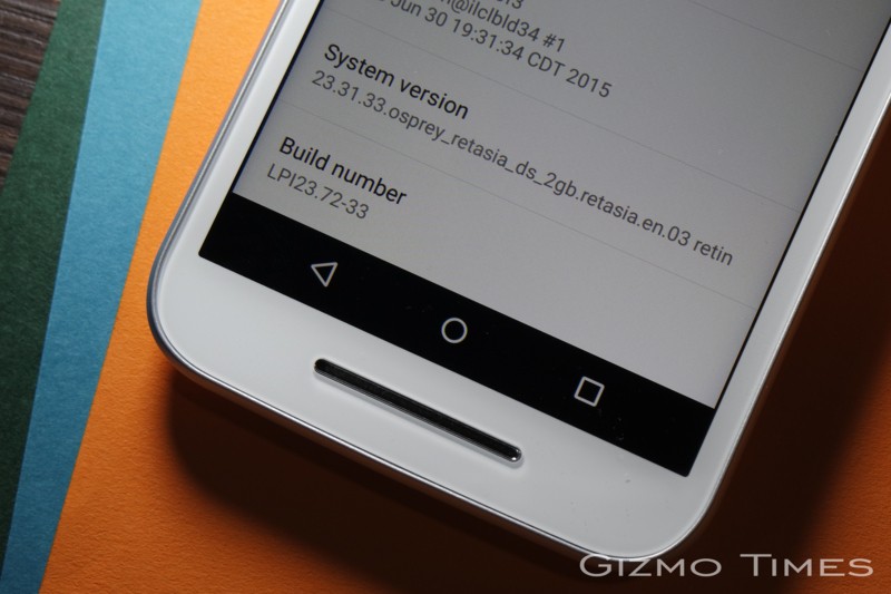 Motorola Moto G 3rd gen. Build number