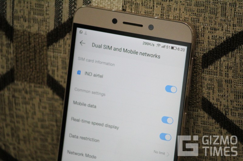 LeEco Le 1s Real time network speed