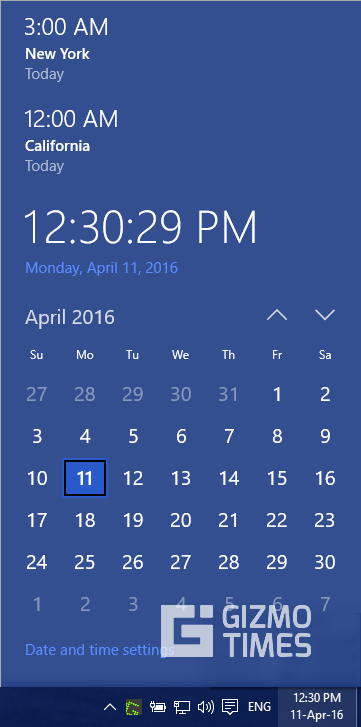 display multiple time zones windows 10