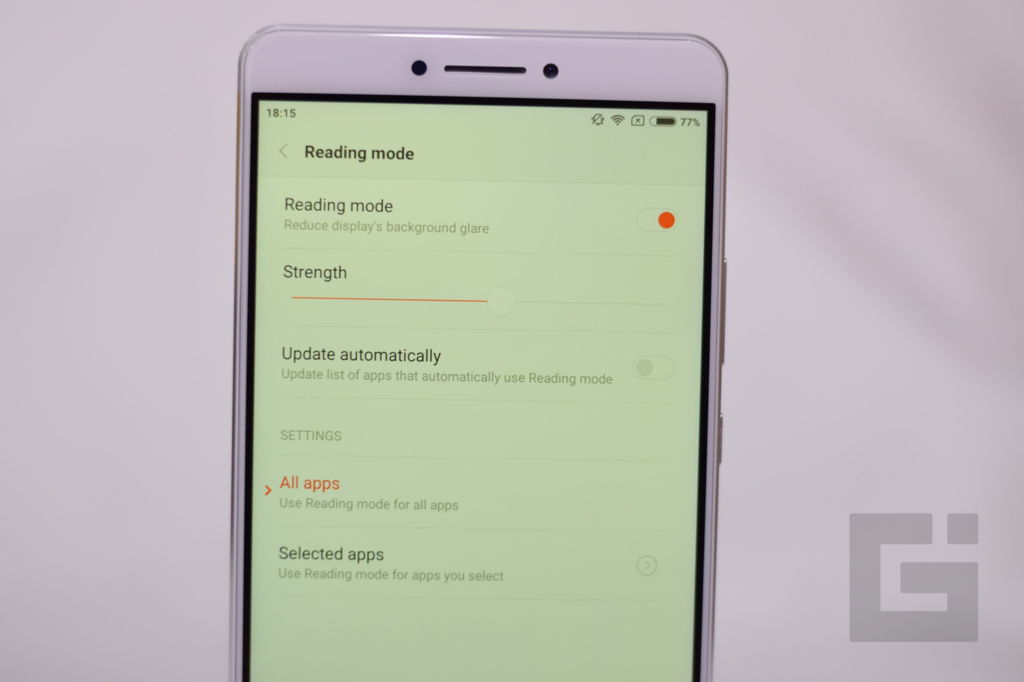 Xiaomi Mi Max Reading mode