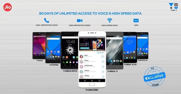 YU Phones Jio 4G SIM Preview Offer