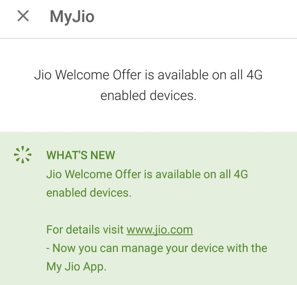 MyJio latest support for 4G phones