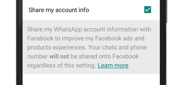 WhatsApp Account Info Settings