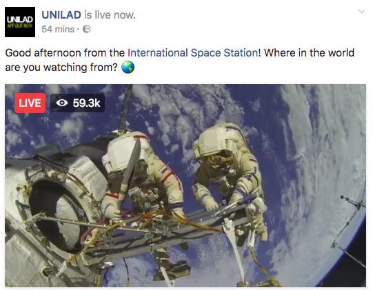 Facebook live video NASA