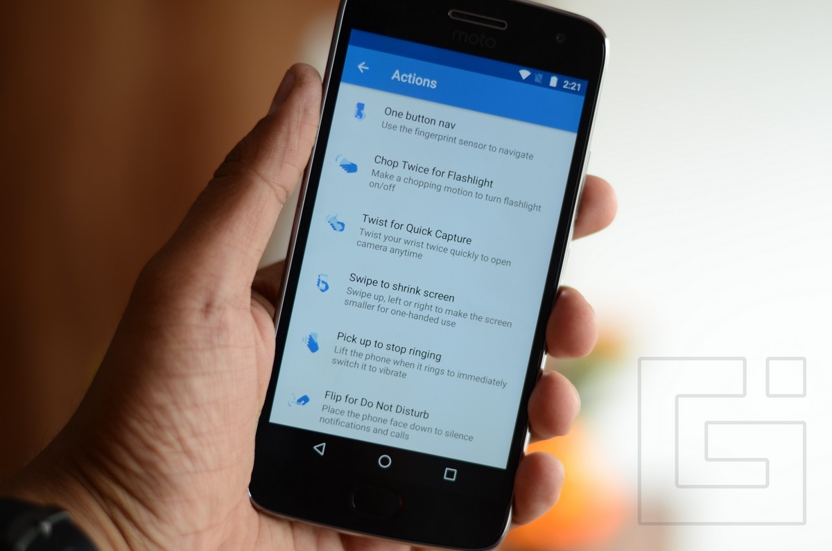 Moto App features Moto G5 Plus Moto Actions Gizmo Times