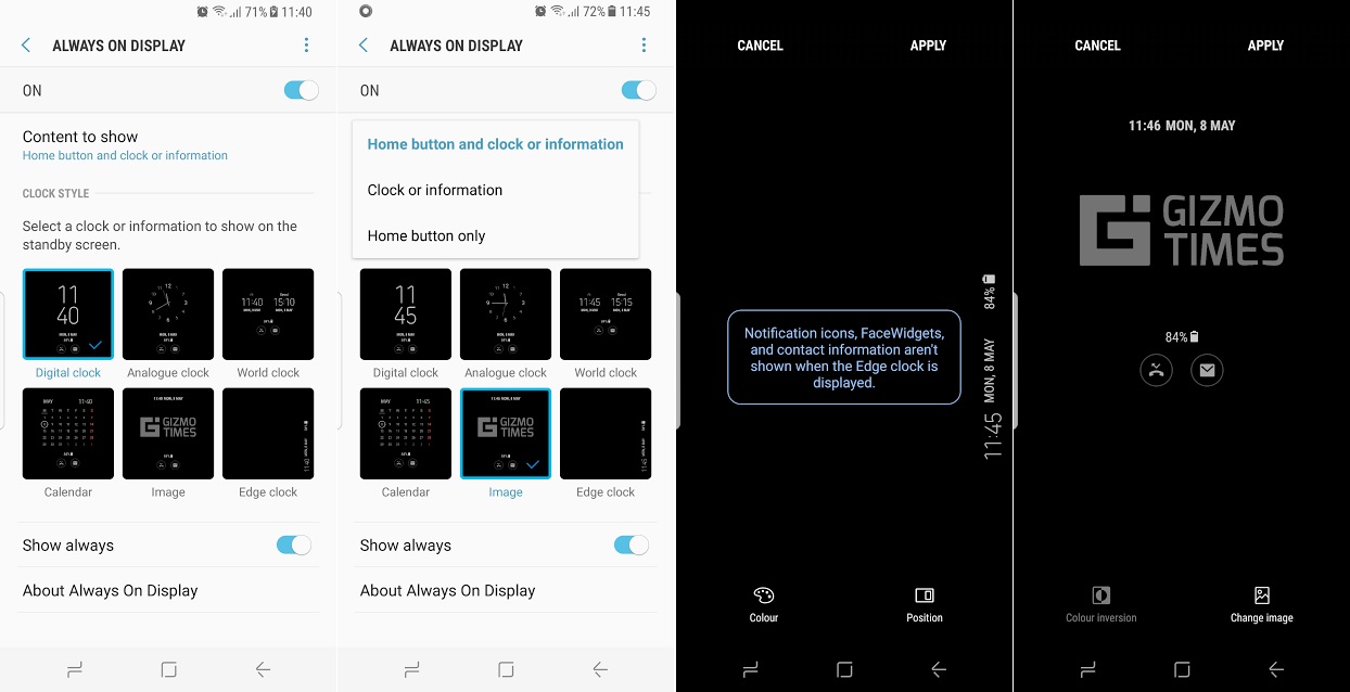 How to configure Always-on display on Samsung Galaxy S8