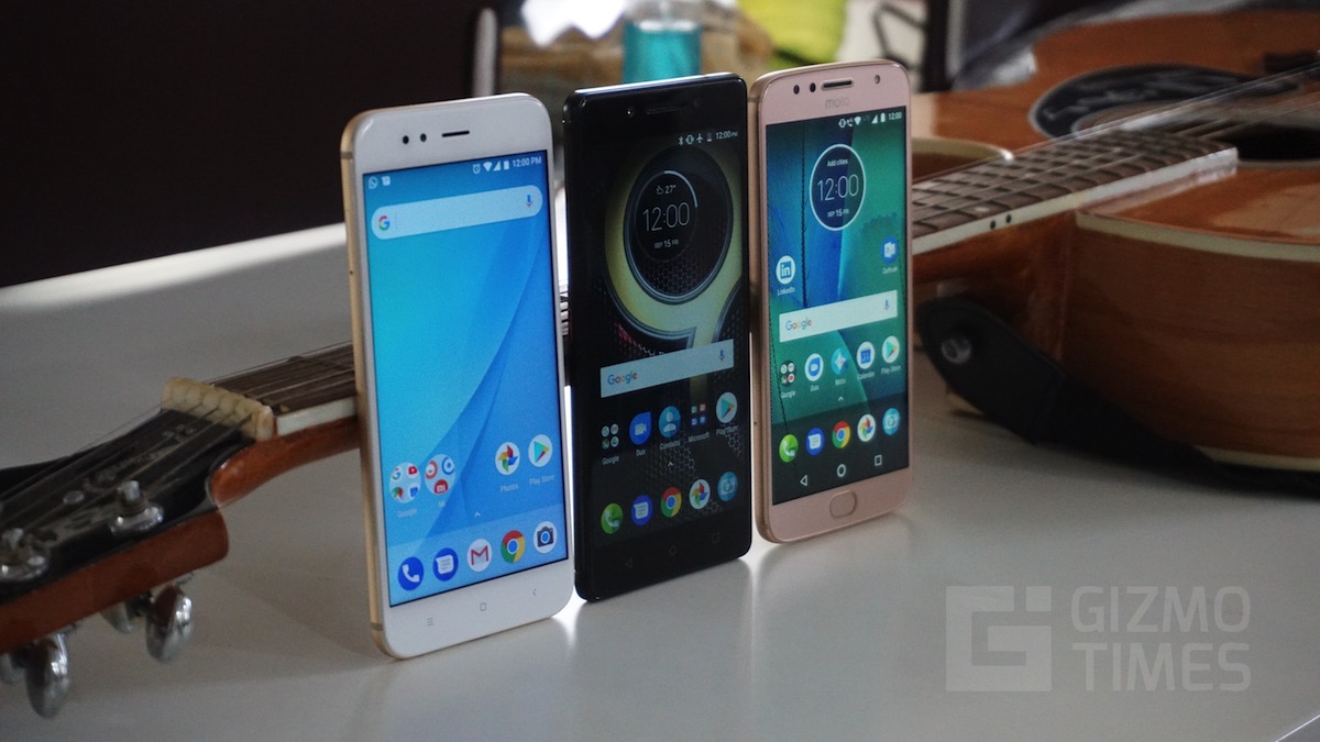 Lenovo K8 Note Vs Moto G5s Plus Vs Xiaomi Mi A1 How Do They Differ - mi a1 vs k8 note vs moto g5s plus front