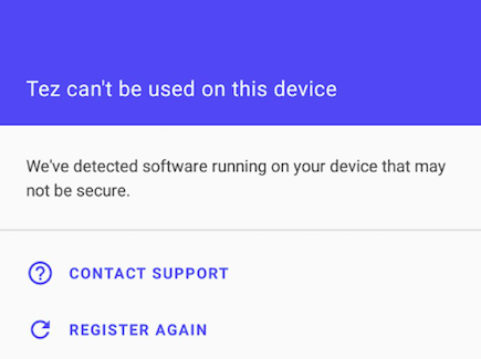 Tez Rooted Device Error