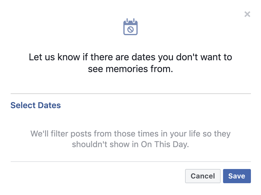 Facebook Memories Dates