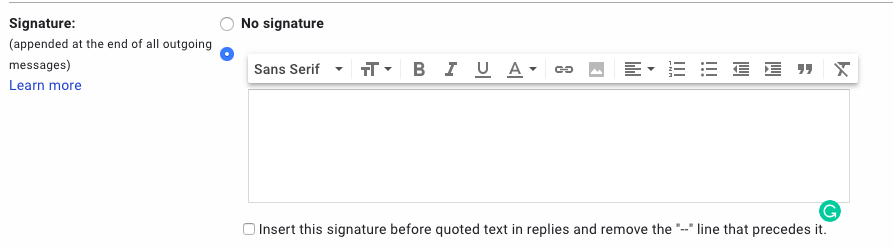 Gmail Signature on Web