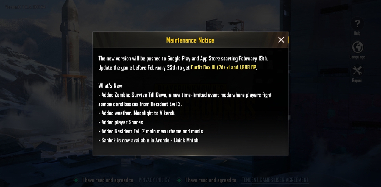 PUBG Mobile Zombie Mode update