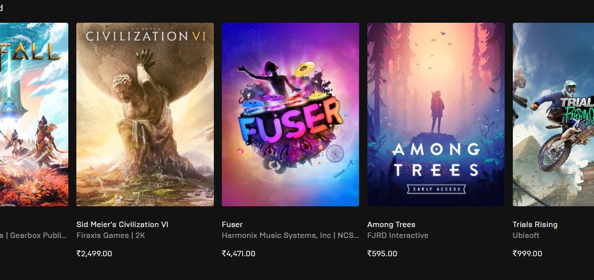 Epic Games Store now supports payments in Indian Rupees