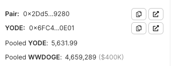 Copiar la dirección del contrato DogeChain Shitcoin