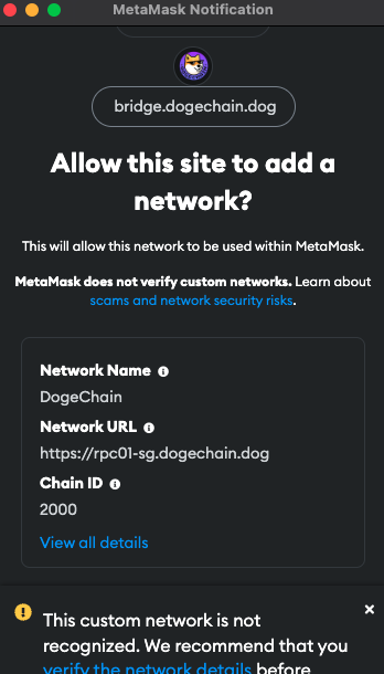 DogeChain RPC details Add