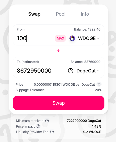 Token de compra DogeChain