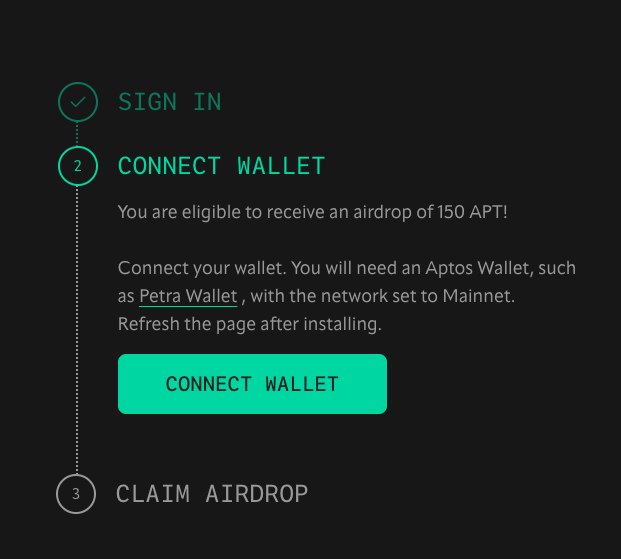 Aptos Airdrop zahtjev